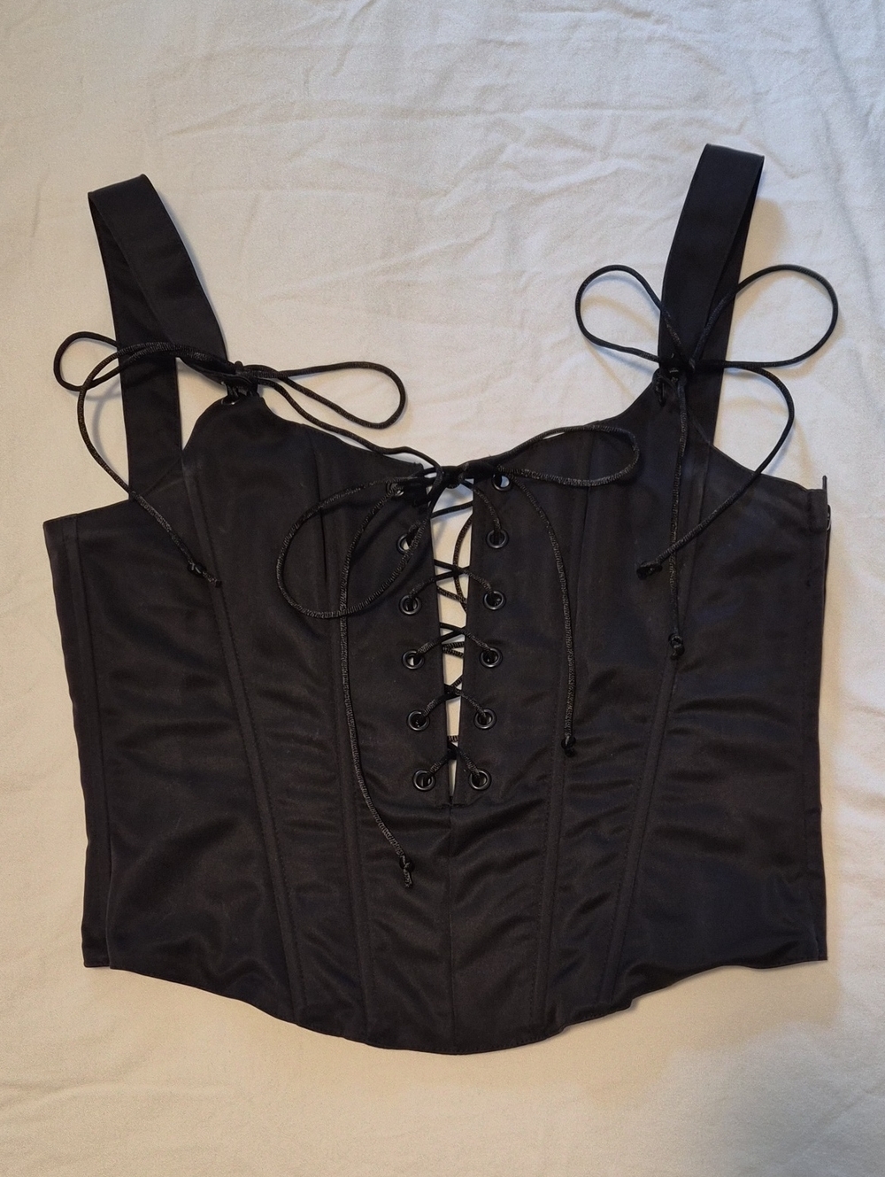 Dolls Kill Widow Black Lace-Up Corset Crop Top - Women